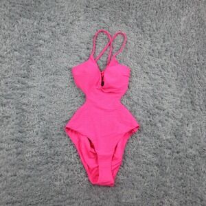 Victoria's Secret Swimsuit Womens XS Pink Textured Cutout One Piece NWT
